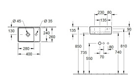 Раковина Villeroy & Boch Memento 2.0 40х26 см без перелива TitanCeram CeramicPlus графит 432340I4