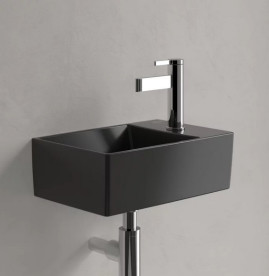 Раковина Villeroy & Boch Memento 2.0 40х26 см без перелива шлифованная TitanCeram CeramicPlus Ebony (черный матовый) 43234GS5
