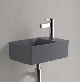 Раковина Villeroy & Boch Memento 2.0 40х26 см без переливу шліфована TitanCeram CeramicPlus графіт 43234GI4
