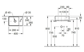 Раковина Villeroy & Boch Memento 2.0 40х26 см без переливу шліфована TitanCeram CeramicPlus графіт 43234GI4