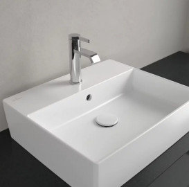 Раковина Villeroy & Boch Memento 2.0 50х42 см с переливом TitanCeram CeramicPlus каменный белый 4A0750RW