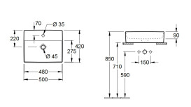 Раковина Villeroy & Boch Memento 2.0 50х42 см без переливу TitanCeram білий альпійський 4A075101