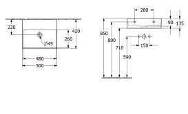 Раковина Villeroy & Boch Memento 2.0 50х42 см без перелива TitanCeram альпійський білий 4A225301