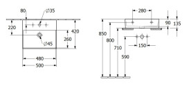 Раковина Villeroy & Boch Memento 2.0 50х42 см з переливом шліфована TitanCeram білий альпійський 4A225G01