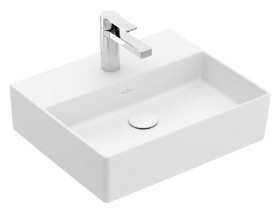 Раковина Villeroy & Boch Memento 2.0 50х42 см без перелива шлифованная TitanCeram CeramicPlus каменный белый 4A225LRW