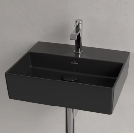 Раковина Villeroy & Boch Memento 2.0 50х42 см без переливу шліфована TitanCeram CeramicPlus Ebony (чорний матовий) 4A225LS5