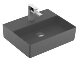 Раковина Villeroy & Boch Memento 2.0 50х42 см без перелива шлифованная TitanCeram CeramicPlus графит 4A225LI4