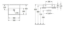 Раковина Villeroy & Boch Memento 2.0 50х42 см без перелива шлифованная TitanCeram CeramicPlus альпийский белый 4A225FR1