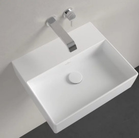 Раковина Villeroy & Boch Memento 2.0 50х42 см без переливу шліфована TitanCeram CeramicPlus кам'яний білий 4A225FRW