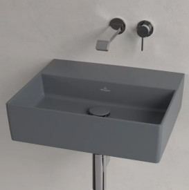 Раковина Villeroy & Boch Memento 2.0 50х42 см без переливу шліфована TitanCeram CeramicPlus графіт 4A225FI4