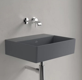 Раковина Villeroy & Boch Memento 2.0 50х42 см без переливу шліфована TitanCeram CeramicPlus графіт 4A225FI4