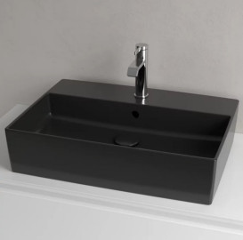 Раковина Villeroy & Boch Memento 2.0 60х42 см с переливом TitanCeram CeramicPlus Ebony (черный матовый) 4A0760S5