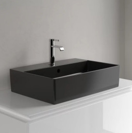Раковина Villeroy & Boch Memento 2.0 60х42 см с переливом TitanCeram CeramicPlus Ebony (черный матовый) 4A0760S5
