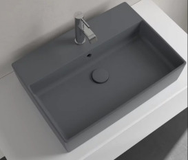 Раковина Villeroy & Boch Memento 2.0 60х42 см с переливом TitanCeram CeramicPlus графит 4A0760i4