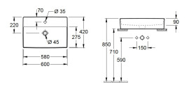 Раковина Villeroy&Boch Memento 2.0 60х42 см без переливу TitanCeram альпійський білий 4A076101
