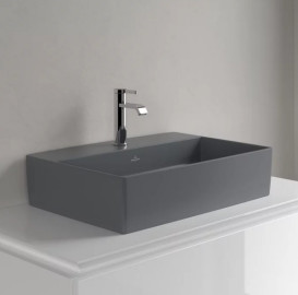 Раковина Villeroy & Boch Memento 2.0 60х42 см без переливу TitanCeram CeramicPlus графіт 4A0761i4