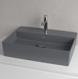 Раковина Villeroy & Boch Memento 2.0 60х42 см без переливу TitanCeram CeramicPlus графіт 4A0761i4
