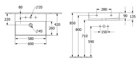 Раковина Villeroy & Boch Memento 2.0 60х42 см без перелива TitanCeram CeramicPlus графит 4A2261I4