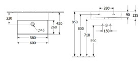 Раковина Villeroy & Boch Memento 2.0 60х42 см без переливу TitanCeram CeramicPlus графіт 4A2263I4