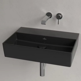 Раковина Villeroy & Boch Memento 2.0 60х42 см без перелива шлифованная TitanCeram CeramicPlus Ebony (черный матовый) 4A226FS5