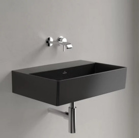 Раковина Villeroy & Boch Memento 2.0 60х42 см без перелива шлифованная TitanCeram CeramicPlus Ebony (черный матовый) 4A226FS5