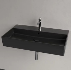 Раковина Villeroy & Boch Memento 2.0 80х47 см с переливом TitanCeram CeramicPlus Ebony (черный матовый) 4A2280S5