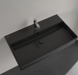 Раковина Villeroy & Boch Memento 2.0 80х47 см с переливом TitanCeram CeramicPlus Ebony (черный матовый) 4A2280S5
