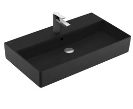 Раковина Villeroy & Boch Memento 2.0 80х47 см с переливом TitanCeram CeramicPlus Ebony (черный матовый) 4A2280S5