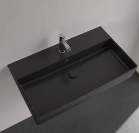 Раковина Villeroy & Boch Memento 2.0 80х47 см без переливу TitanCeram CeramicPlus Ebony (чорний матовий) 4A2281S5