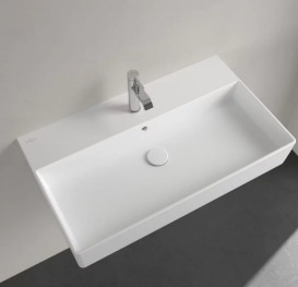 Раковина Villeroy & Boch Memento 2.0 80х47 см із переливом шліфована TitanCeram CeramicPlus кам'яний білий 4A228GRW