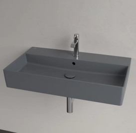 Раковина Villeroy & Boch Memento 2.0 80х47 см з переливом шліфована TitanCeram CeramicPlus графіт 4A228GI4