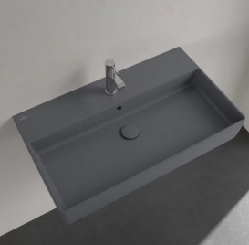 Раковина Villeroy & Boch Memento 2.0 80х47 см з переливом шліфована TitanCeram CeramicPlus графіт 4A228GI4