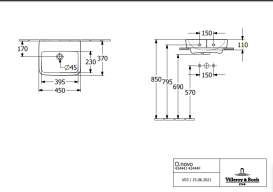 Раковина Villeroy & Boch O.novo 45х37 см шліфована санітарна кераміка альпійський білий 43444FT2