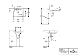 Раковина Villeroy & Boch O.novo 55х46 см без перелива санитарная керамика AntiBac CeramicPlus альпийский белый 4A4156T2