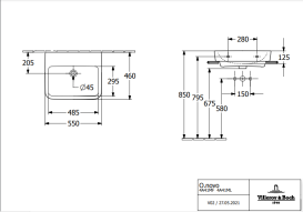Раковина Villeroy & Boch O.novo 55х46 см шліфована санітарна кераміка альпійський білий 4A41MLT2