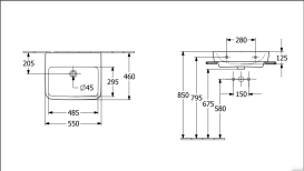 Раковина Villeroy & Boch O.novo 55х46 см шлифованная санитарная керамика альпийский белый 4A41MFR1