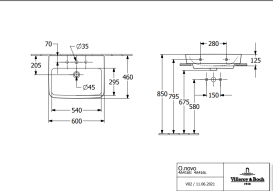Раковина Villeroy & Boch O.novo 60х46 см шлифованная санитарная керамика альпийский белый 4A416GR1
