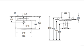 Раковина Villeroy & Boch O.novo 60х46 см шліфована санітарна кераміка альпійський білий 4A416L01