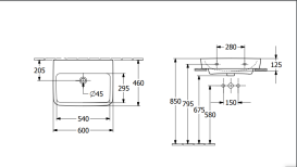 Раковина Villeroy & Boch O.novo 60х46 см шлифованная санитарная керамика AntiBac CeramicPlus альпийский белый 4A416FT2