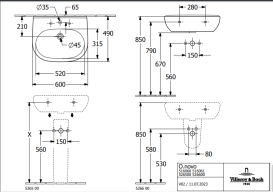 Раковина Villeroy & Boch O.novo 60х49 см санітарна кераміка CeramicPlus альпійський білий 516060R1