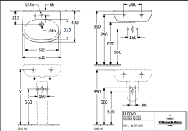 Раковина Villeroy & Boch O.novo 60х49 см санітарна кераміка CeramicPlus альпійський білий 516061R1