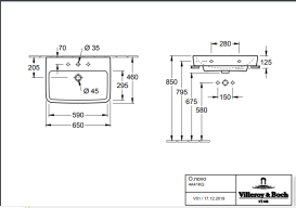 Раковина Villeroy & Boch O.novo 65х46 см шлифованная санитарная керамика альпийский белый 4A41KGT2