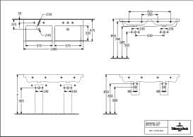 Раковина Villeroy & Boch Subway 3.0 130х47,5 см с переливом TitanCeram CeramicPlus альпийский белый 4A71D5R1