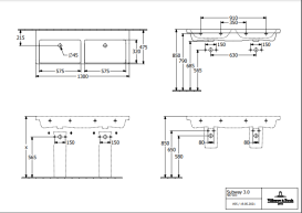 Раковина Villeroy & Boch Subway 3.0 130х47,5 см TitanCeram білий альпійський 4A71D301