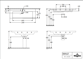 Раковина Villeroy & Boch Subway 3.0 130х47,5 см TitanCeram CeramicPlus альпийский белый 4A70D2R1