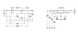 Раковина Villeroy & Boch Venticello 100х50 см с переливом санитарная керамика альпийский белый 4104AK01