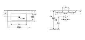 Раковина Villeroy & Boch Venticello 100х50 см с переливом санитарная керамика CeramicPlus альпийский белый 4104AJR1