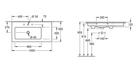 Раковина Villeroy & Boch Venticello 100х50 см чаша ліворуч санітарна кераміка CeramicPlus кам'яний білий 4134L1RW