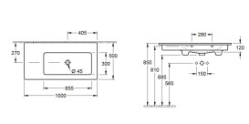 Раковина Villeroy & Boch Venticello 100х50 см чаша праворуч санітарна кераміка альпійський білий 4134R301