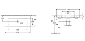 Раковина Villeroy & Boch Venticello 120х50 см с переливом санитарная керамика CeramicPlus каменный белый 4104CJRW